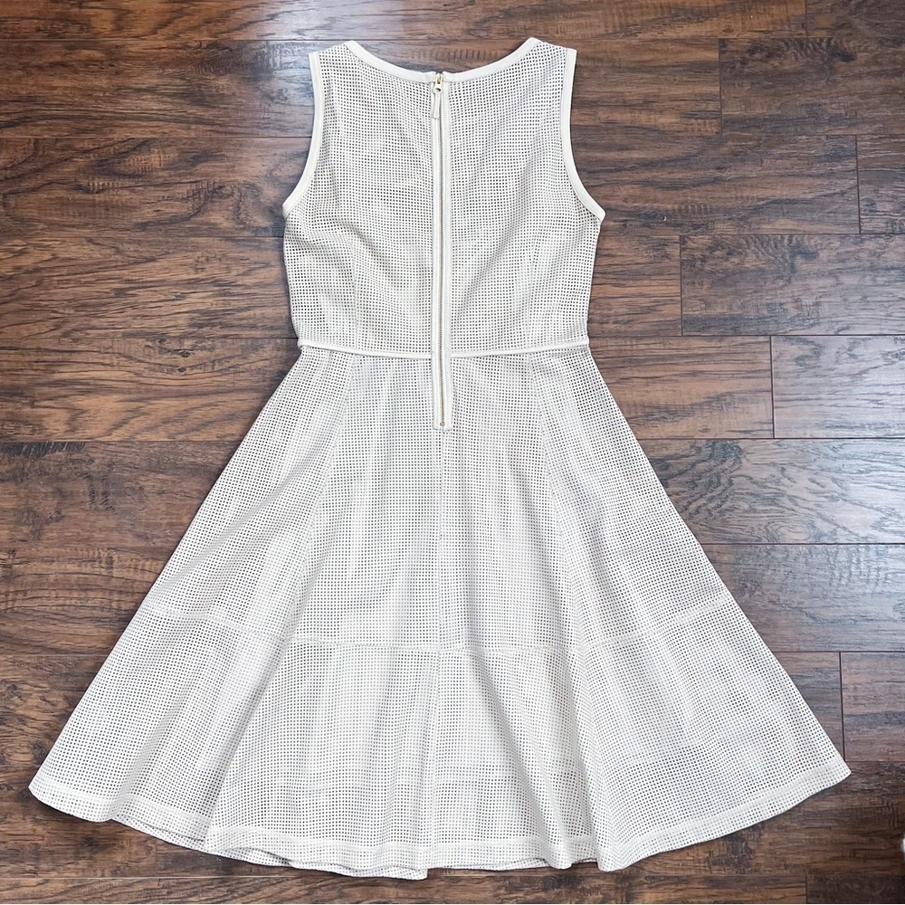 J Crew Collection • Perforated Leather Midi Dress fit & flare Sweet Vanilla ecru - Picture 14 of 16